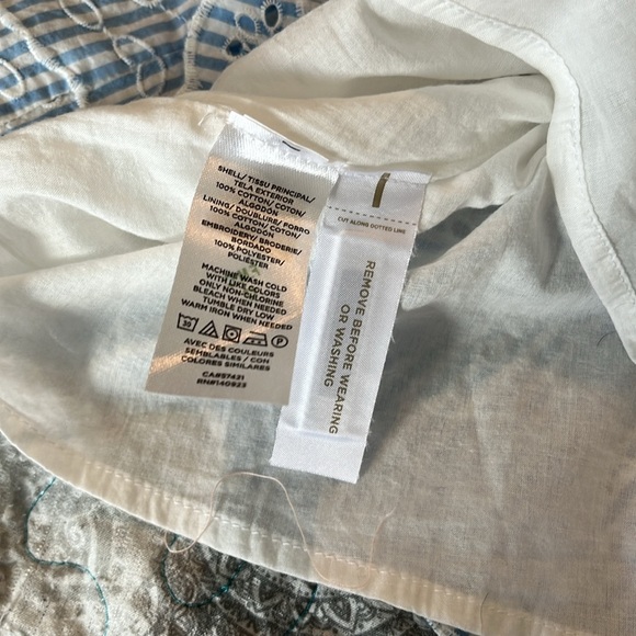 SOLD…Ann Taylor Loft Eyelet Striped Tiered Swing Dress Blue & White Size L NEW - Picture 15 of 16